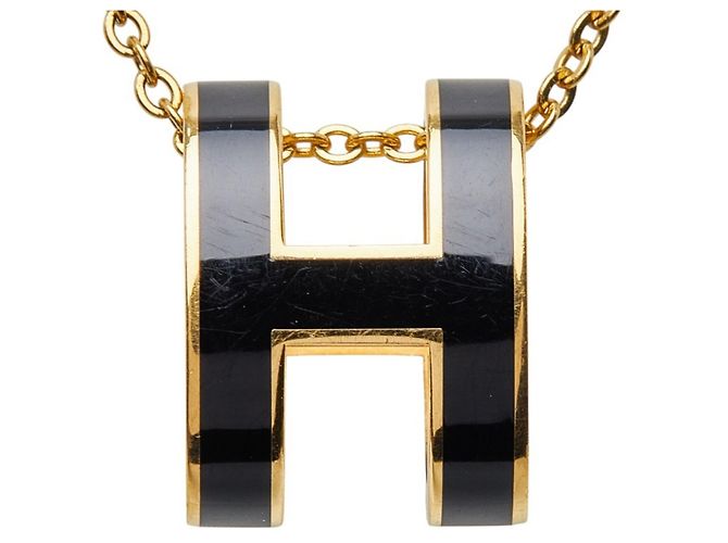 Hermès Hermes Pop H Chain Anhänger Halskette Schwarz Golden - Ansicht 3