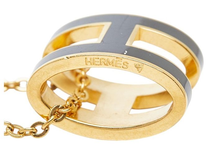 Hermès Hermes Pop H Chain Anhänger Halskette Schwarz Golden - Ansicht 6