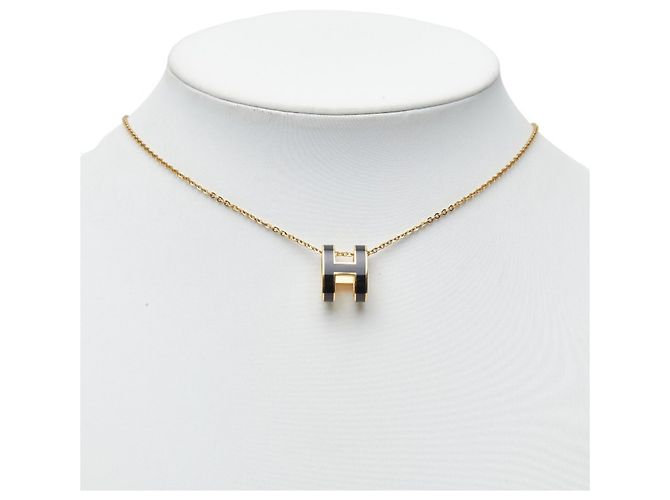 Hermès Hermes Pop H Chain Anhänger Halskette Schwarz Golden - Ansicht 7