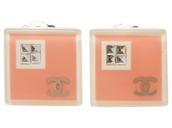 Orecchini quadrati Chanel Coco Mark in rosa - vista 2