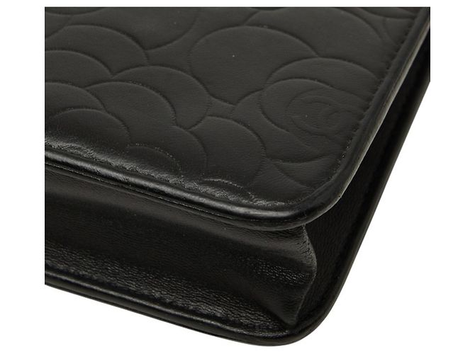 Borsa a tracolla Chanel Camellia Coco Mark Chain Nero - vista 6