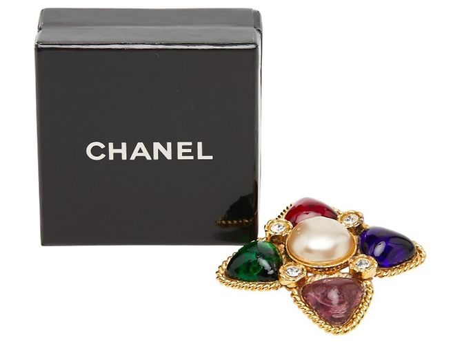 Spilla Vintage Chanel con Strass Multicolore - vista 4