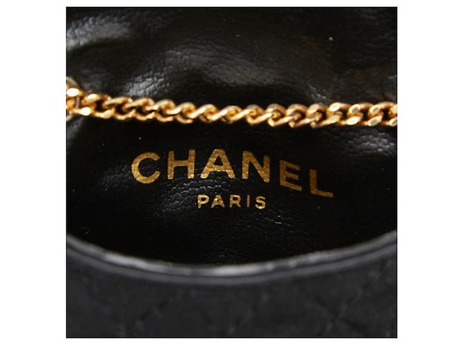 Borsa pochette Chanel Matelassé Coco Mark Mini Chain in raso nero - vista 7