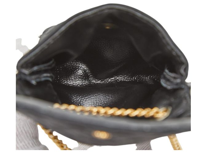 Borsa pochette Chanel Matelassé Coco Mark Mini Chain in raso nero - vista 9