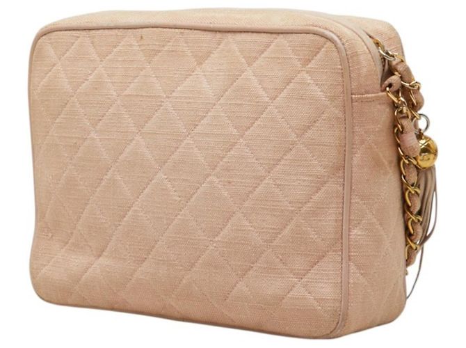 Chanel Vintage Matelassé Coco Mark Schultertasche mit Fransen und Kette Pink - Ansicht 2