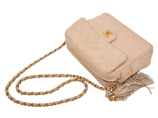 Chanel Vintage Matelassé Coco Mark Schultertasche mit Fransen und Kette Pink - Ansicht 4