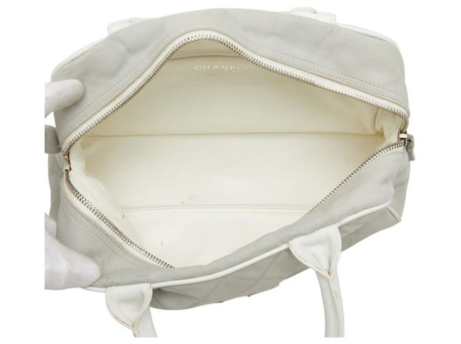 Borsa Boston Chanel Spaline Matelassé Logo Marrone Bianco - vista 12