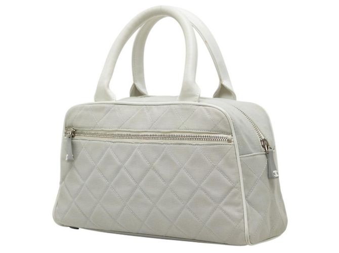 Borsa Boston Chanel Spaline Matelassé Logo Marrone Bianco - vista 2