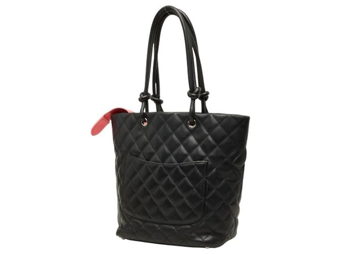 Borsa Tote Chanel Cambon Line Coco Mark Nero Rosa - vista 2