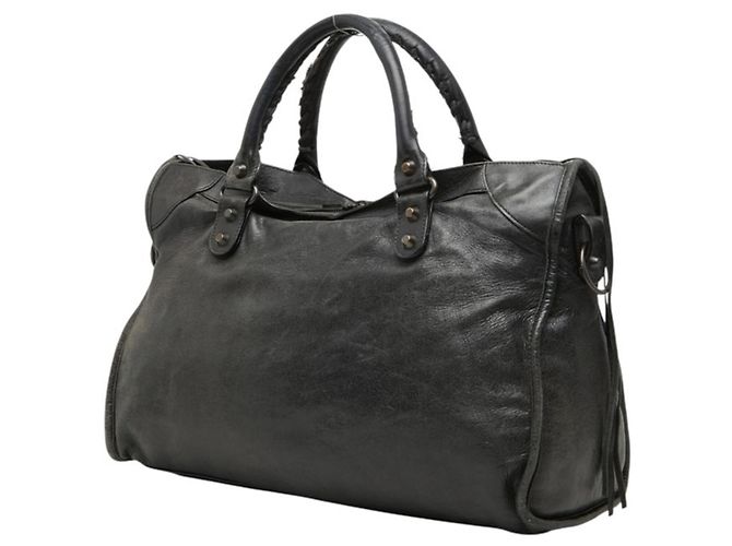 Borsa Balenciaga City - Pelle nera e feltro Nero - vista 2