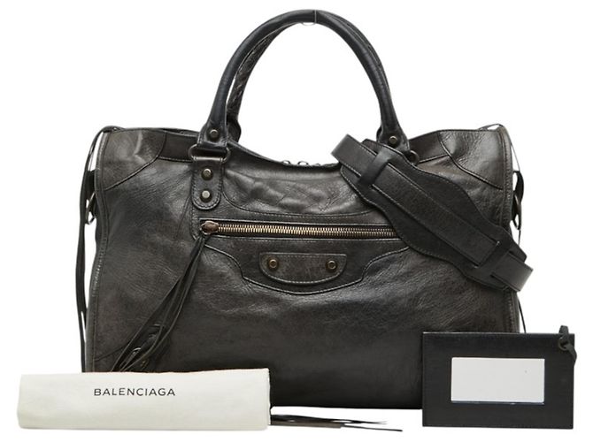 Borsa Balenciaga City - Pelle nera e feltro Nero - vista 20