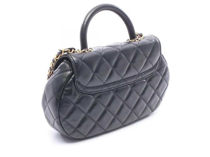 Borsa a spalla e manico superiore Chanel Matelassé in pelle d'agnello nera Nero - vista 2