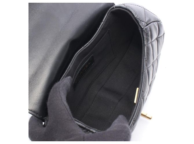 Borsa a spalla e manico superiore Chanel Matelassé in pelle d'agnello nera Nero - vista 3