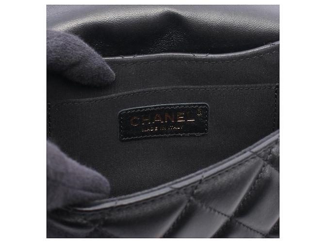 Borsa a spalla e manico superiore Chanel Matelassé in pelle d'agnello nera Nero - vista 4