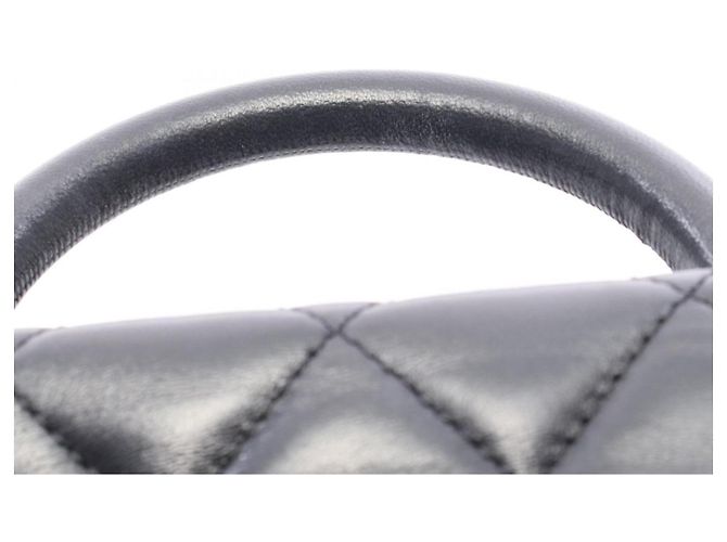 Borsa a spalla e manico superiore Chanel Matelassé in pelle d'agnello nera Nero - vista 7