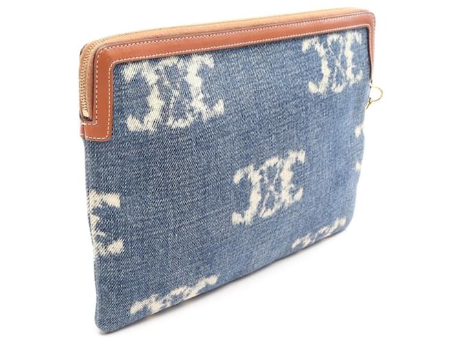 Céline Borsa a mano clutch Celine Triomphe Second Bag Marrone Blu navy - vista 2