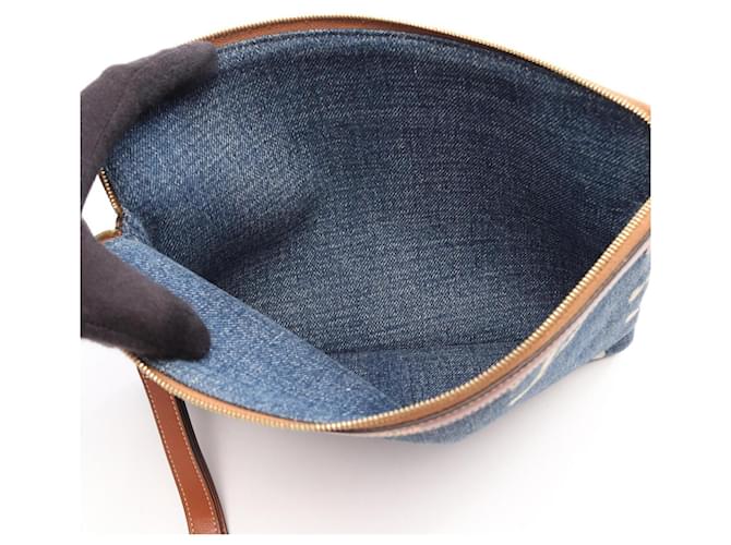 Céline Borsa a mano clutch Celine Triomphe Second Bag Marrone Blu navy - vista 3
