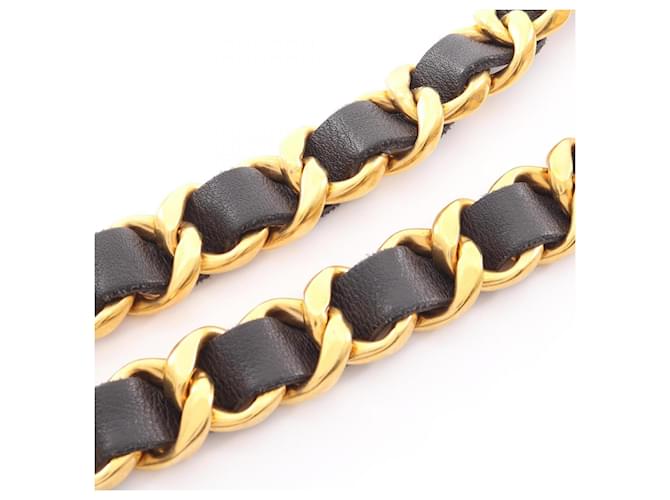 Chanel Ledergürtel mit Kette Schwarz Golden - Ansicht 6