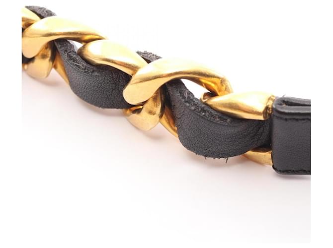 Chanel Ledergürtel mit Kette Schwarz Golden - Ansicht 7