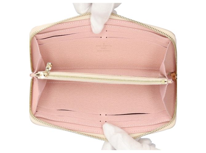 Louis Vuitton Portefeuille Clemence Damier Azur Long Wallet Rosa Bianco - vista 5