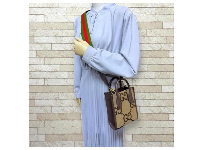Borsa a tracolla Gucci Jumbo GG Marrone Beige - vista 2