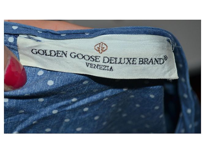 Golden Goose Deluxe Brand Top de algodão com bolinhas Azul - vista 4