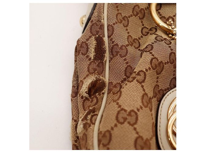 Borsa Hobo Gucci in tela monogram Marrone Beige - vista 11