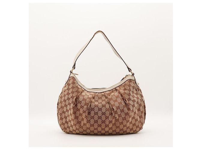Borsa Hobo Gucci in tela monogram Marrone Beige - vista 3