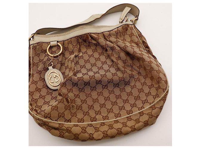 Borsa Hobo Gucci in tela monogram Marrone Beige - vista 6