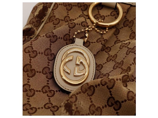 Borsa Hobo Gucci in tela monogram Marrone Beige - vista 7