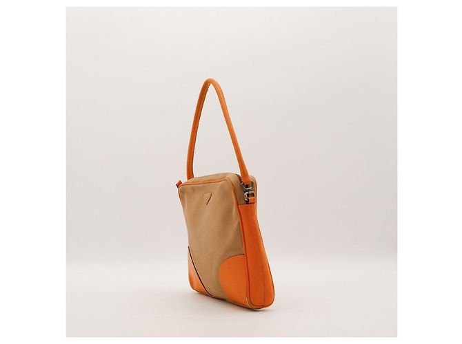 Prada Zweifarbige Schultertasche Beige Orange - Ansicht 2