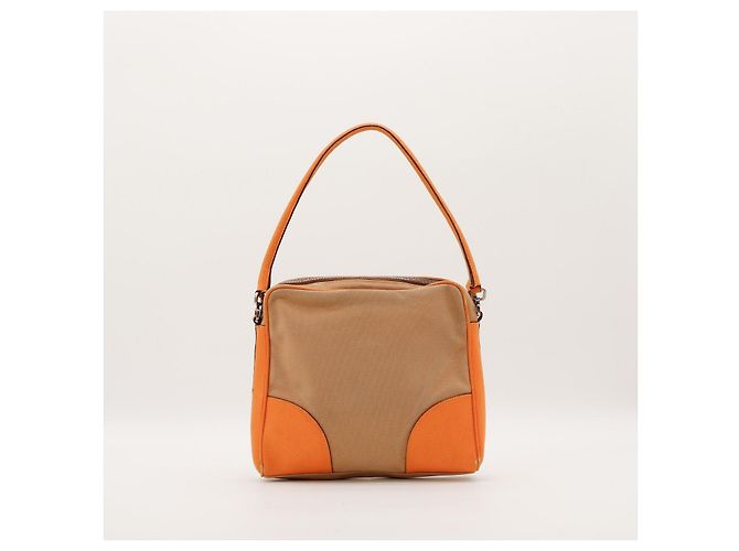 Prada Zweifarbige Schultertasche Beige Orange - Ansicht 3