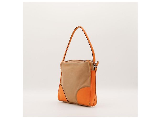 Prada Zweifarbige Schultertasche Beige Orange - Ansicht 4