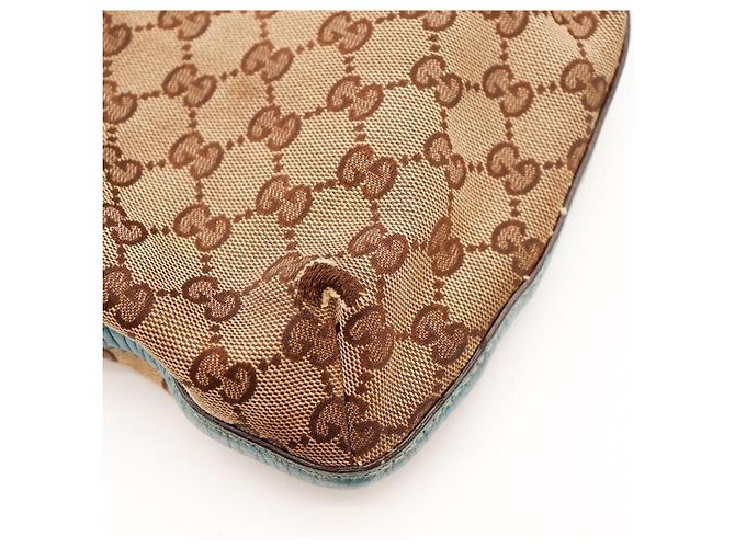 Borsa a tracolla Gucci in tela monogramma e pelle Marrone D'oro Turchese - vista 10