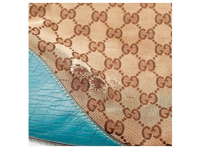 Borsa a tracolla Gucci in tela monogramma e pelle Marrone D'oro Turchese - vista 11