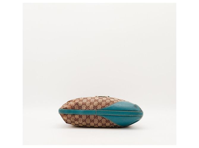Borsa a tracolla Gucci in tela monogramma e pelle Marrone D'oro Turchese - vista 5