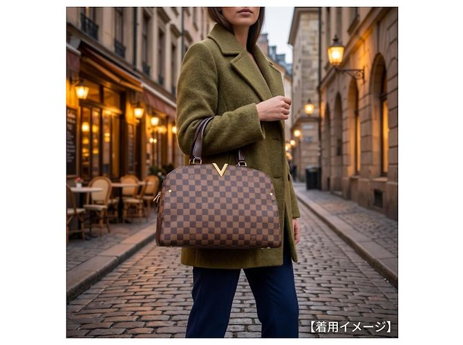 Borsa a tracolla Louis Vuitton Kensington Bowling Damier Marrone - vista 16