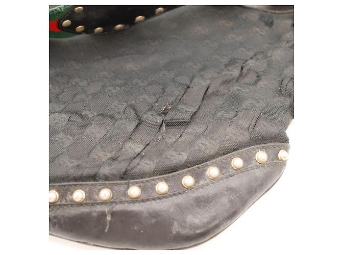 Bolsa Hobo Gucci em tela monogramada com tachas Preto - vista 10