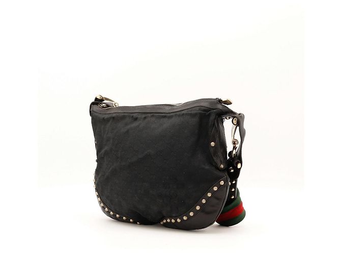 Bolsa Hobo Gucci em tela monogramada com tachas Preto - vista 3
