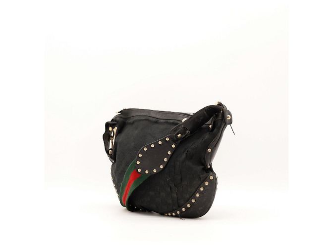 Bolsa Hobo Gucci em tela monogramada com tachas Preto - vista 4