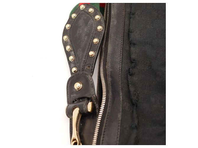 Bolsa Hobo Gucci em tela monogramada com tachas Preto - vista 9