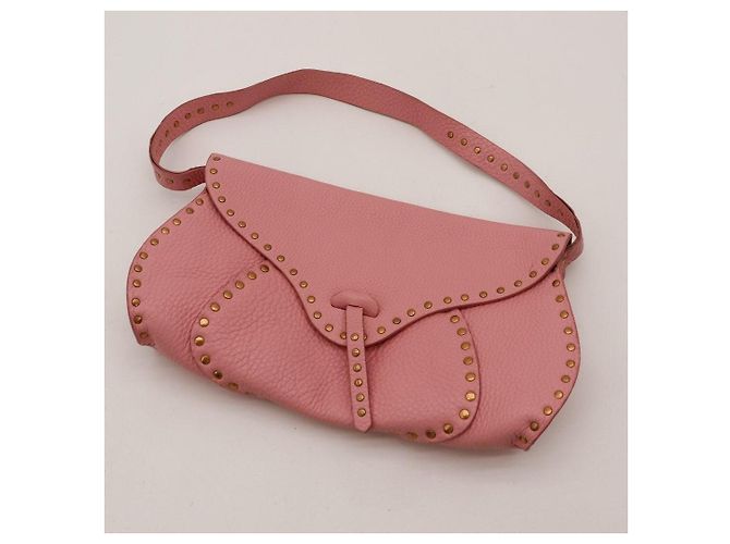 Céline Borsa a tracolla borchiata in pelle rosa Celine - vista 6
