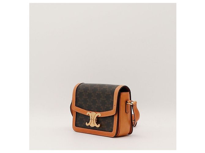 Céline Borsa piccola Celine Triomphe in tela e pelle Tan Marrone Monogramma - vista 2