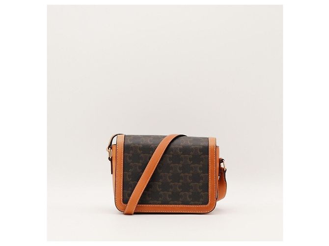 Céline Borsa piccola Celine Triomphe in tela e pelle Tan Marrone Monogramma - vista 3
