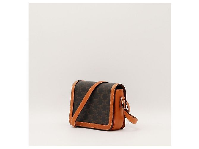 Céline Borsa piccola Celine Triomphe in tela e pelle Tan Marrone Monogramma - vista 4