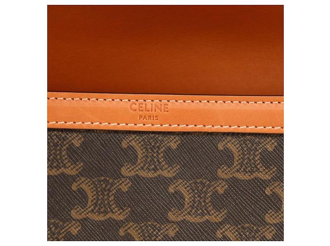 Céline Borsa piccola Celine Triomphe in tela e pelle Tan Marrone Monogramma - vista 8