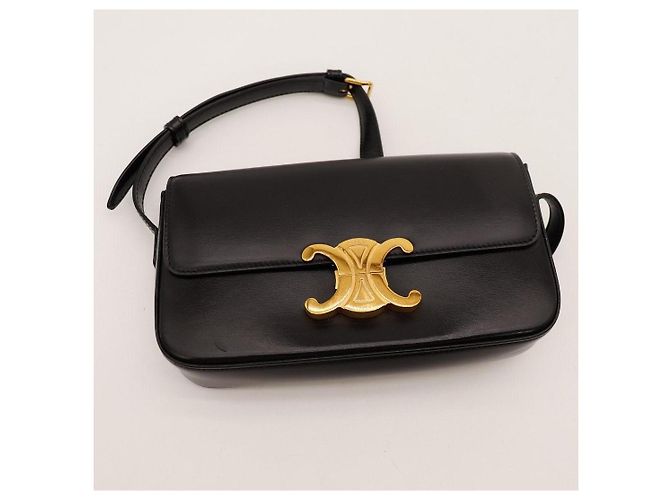 Céline Borsa a tracolla Triomphe in pelle di vitello Nero - vista 6