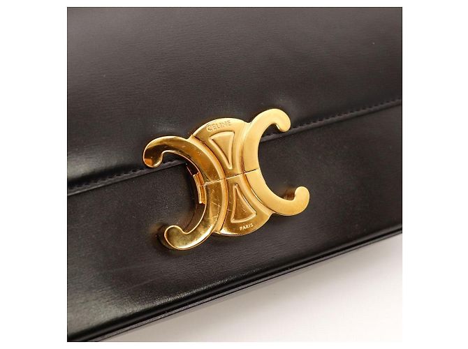 Céline Borsa a tracolla Triomphe in pelle di vitello Nero - vista 7