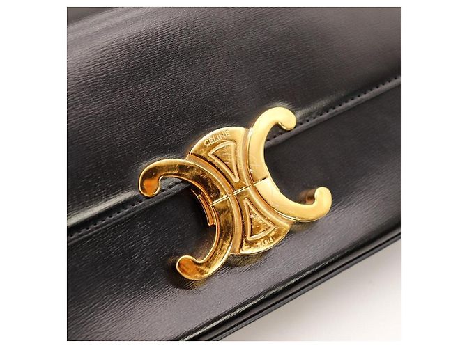 Céline Bolso de hombro Celine Triomphe en piel negra Negro - vista 7