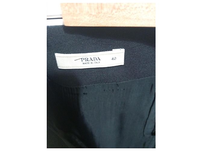 Prada Rock aus schwarzer Wolle mit Lederdetails - Ansicht 3